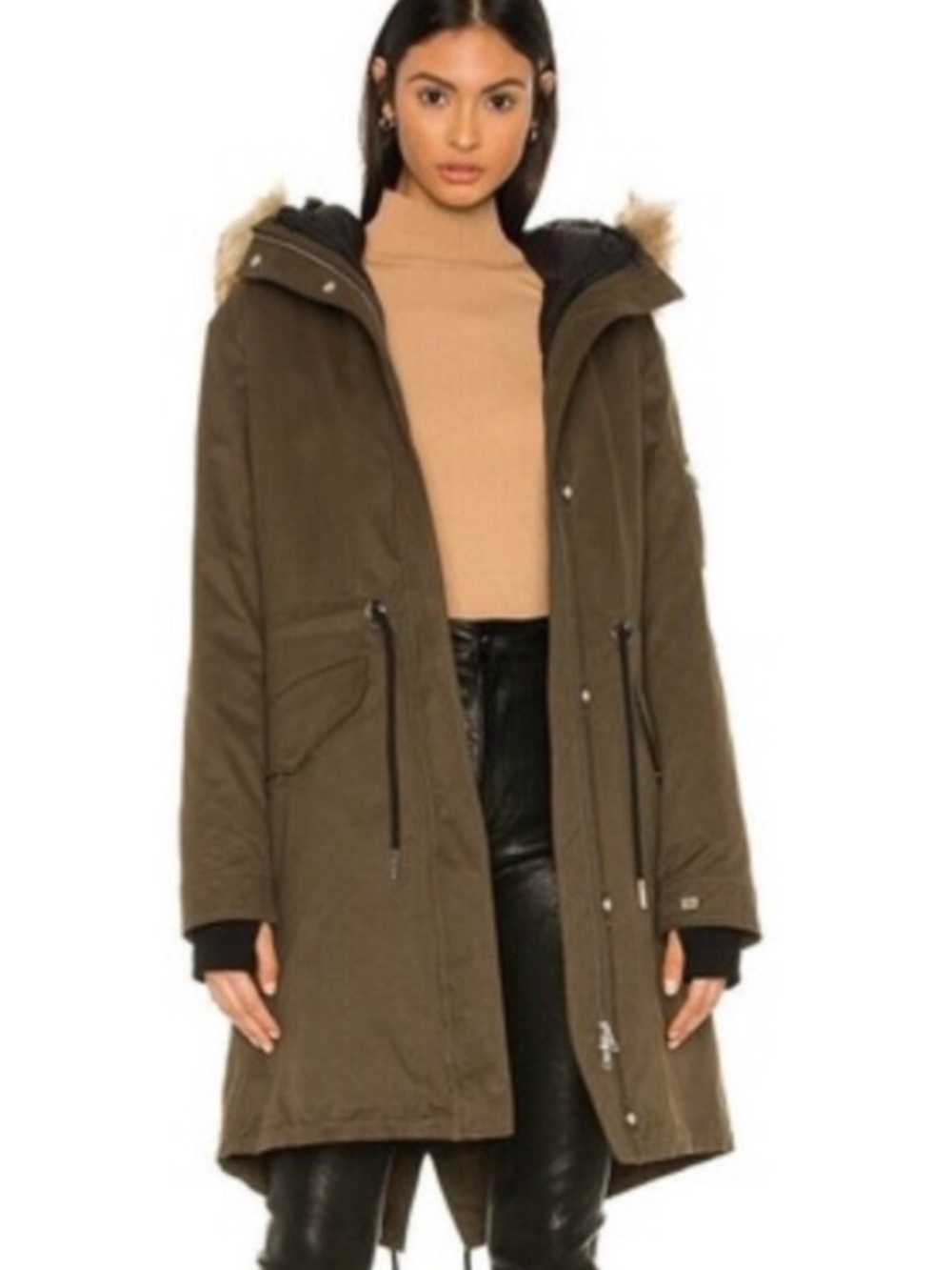 SOIA & KYO Elloise 3 in 1 Hooded Parka Jacket in Army Size S Like New